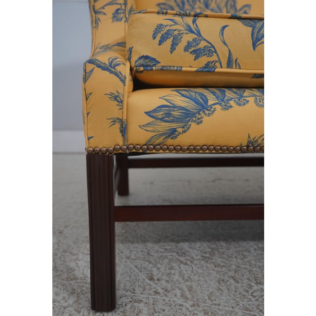 Baker Colonial Williamsburg Blue & Yellow Settee Sofa For Sale - Image 11 of 18