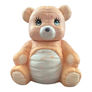 Vintage Pink Teddy Bear Cookie Jar, Ceramic, Made in Taiwan For Sale