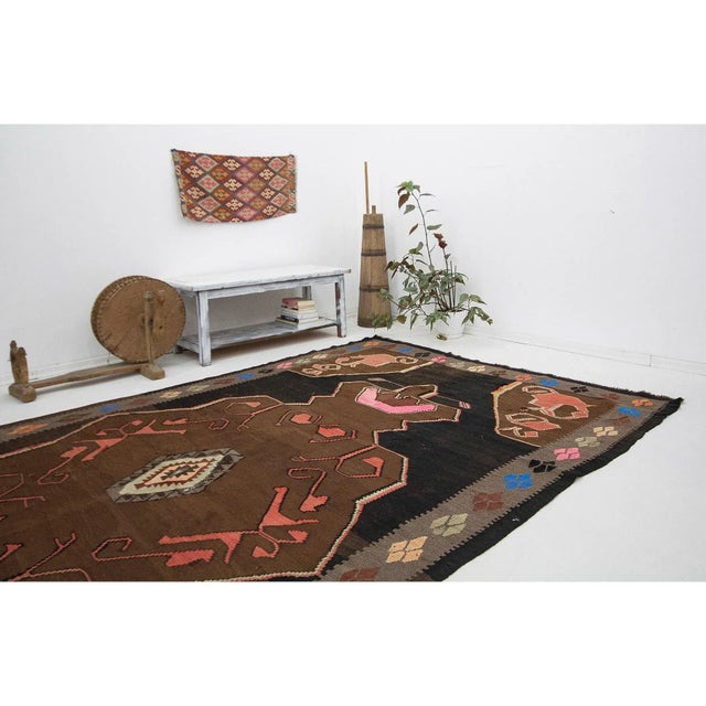 Vintage Turkish Kars Kilim Rug For Sale In Los Angeles - Image 6 of 7