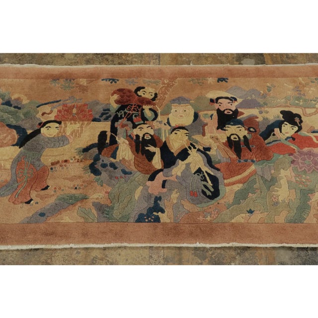 Rug & Kilim Vintage Chinese Pictorial Runner With Eight Immortals Design in Pastels - Rug & Kilim For Sale - Image 4 of 9