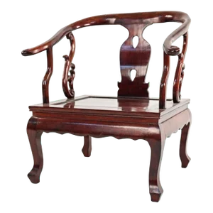 Mid 20th Century Vintage Chinese Handcrafted Rosewood Horseshoe Form Armchair Club Chair