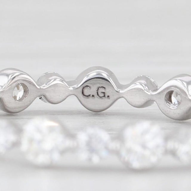 0.94ctw Diamond Eternity Band 14k White Gold Wedding Ring Size 6.25 Stackable For Sale - Image 9 of 9