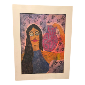 Jude Kirby Original “Salila” Contemporary Expressionism Oil Pastel on Paper- Framed.