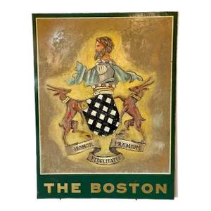 Vintage Original Hand Painted Fiberglass Sign for the Boston Pub in the U K - Circa 1950