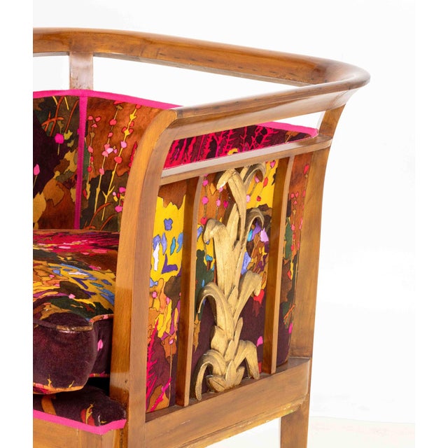 Mid 20th Century Art Deco Velvet Upholstered Armchairs, Pair For Sale - Image 5 of 7