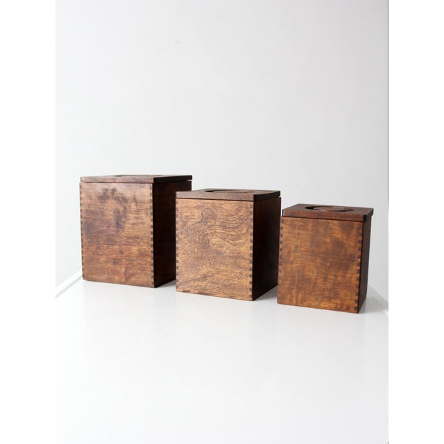 Mid-Century Wood Canister Set For Sale - Image 4 of 15