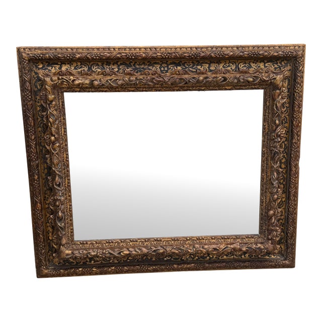 Antique Regency Style Black & Gold Chinoiserie Mirror For Sale