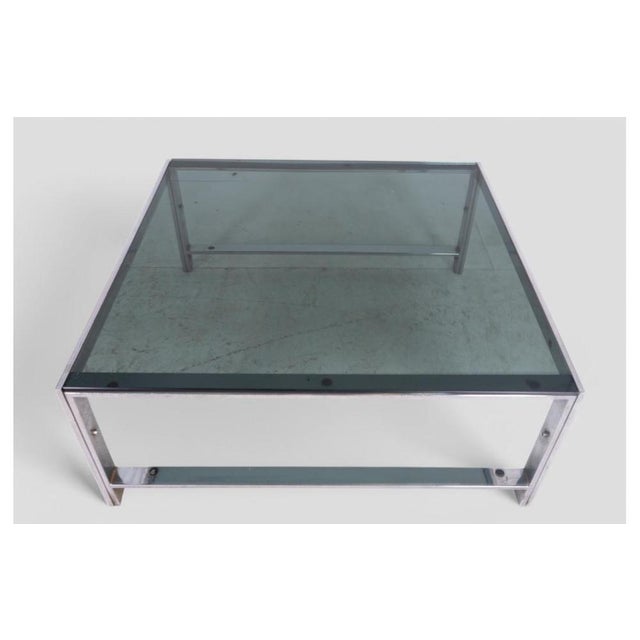 1970s Vintage Coffee Table in Chrome Metal and Smoked Glass, 1970s For Sale - Image 5 of 7