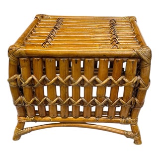 Vintage Bamboo Bombay Style Footstool For Sale