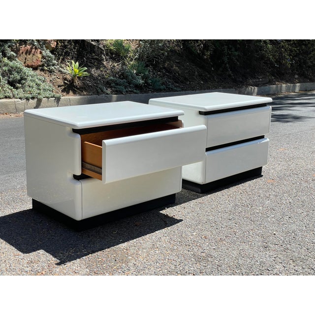 1980s 1980s Post Modern White Lacquered Rougier Nightstands - a Pair For Sale - Image 5 of 12