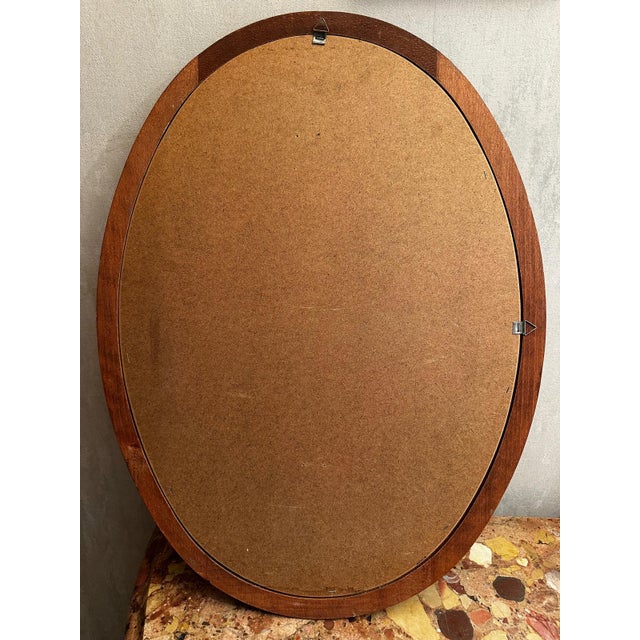 Vintage Oval Mirror in Stained Wood, 1970s For Sale - Image 10 of 17