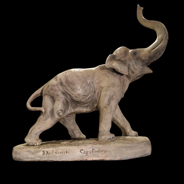 Art Deco Elephant in Terracotta and Plaster, 1940s For Sale - Image 3 of 10