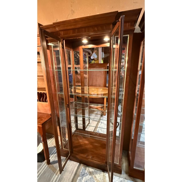 Wood 2 Rare Vintage Philip Reinisch Illuminated Curio Cabinet(s)- Solid Wood Excellent Condition For Sale - Image 7 of 9