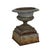 Rustic Antique Fiske School Cast Iron Garden Urn On Plinth, Circa 1890 For Sale - Image 3 of 7
