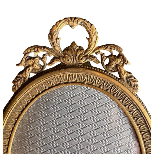 Antique French Oval Brass Picture Frame With Ornate Rococo Detail, Circa 1920 For Sale - Image 9 of 10