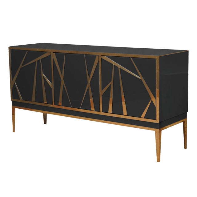 Italian craftsmanship with this luxurious Black Italian Luxury Sideboard, a unique masterpiece in Mid-Century style,...