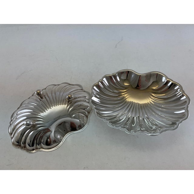 1980s 1980s Shell Shaped Silver Plate Sweet Dishes on Ball Feet - a Pair For Sale - Image 5 of 13