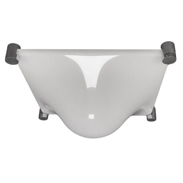 Metal Italian White Acrylic Glass Ceiling or Wall Light from Martinelli Luce, 1960s For Sale - Image 7 of 7