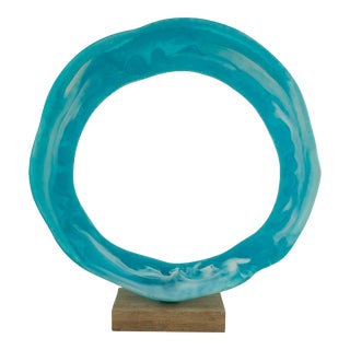 Made Goods Modern Aqua Swirl Resin Eldoris Sculpture For Sale