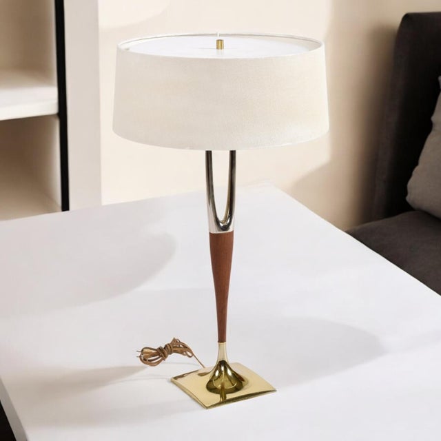 Gerald Thurston Gerald Thurston Mid-Century Modern Wishbone Lamp With Laurel Shade For Sale - Image 4 of 12