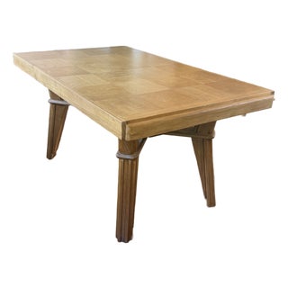 Vintage French 1940’s Wood Dining Table With Parquetry Checkered Top For Sale