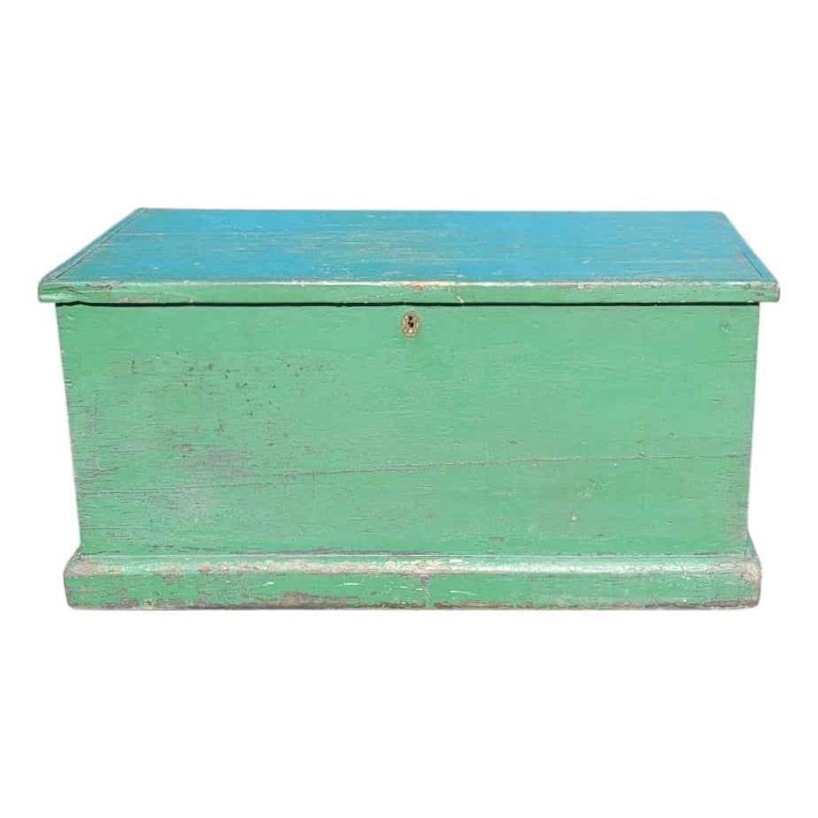 Antique Green Painted 19th Century Storage Chest | Chairish