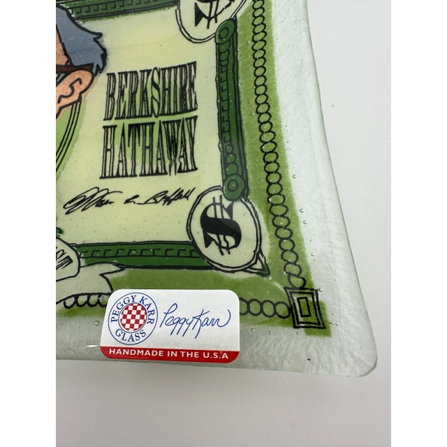 Glass Berkshire Hathaway Glass Tray, LImited Edition Peggy Karr Fused Glass - Warren Buffet Memorabilia For Sale - Image 7 of 8