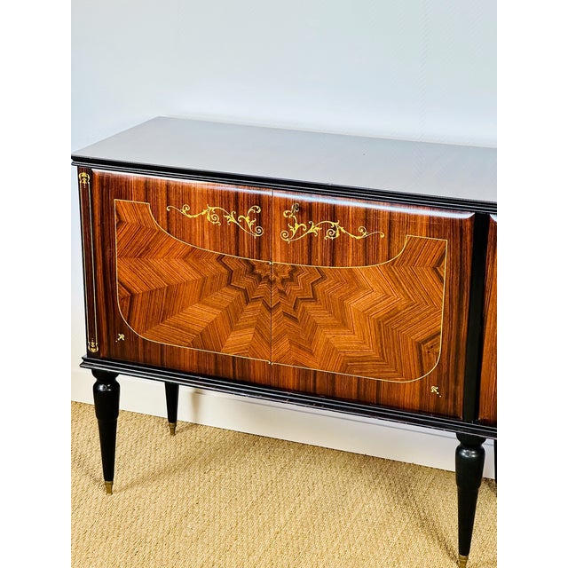 Art Déco French Sideboard in Walnut Marquetry from André Arbus, 1950s For Sale - Image 13 of 16