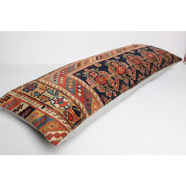 Handmade Authentic Navy-Blue Lumbar Rug Pillow Cushion Cover -16'' X 43'' For Sale - Image 4 of 13