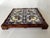 1950's Mexican tile square trivet tray with richly colored ceramic tile set in a hand carved wood framed footed base.