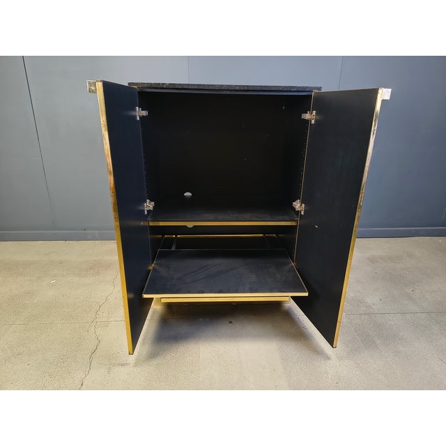 Black Lacquer and Marble Bar in the style of Maison Jansen, 1970s For Sale - Image 4 of 11