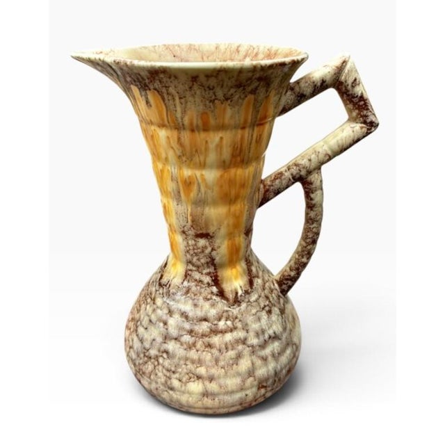 Art Deco SylvaC Art Deco "Alex" Pottery Jug / Vase Featuring a Distinctive Geometric Bamboo-Style Handle. For Sale - Image 3 of 13