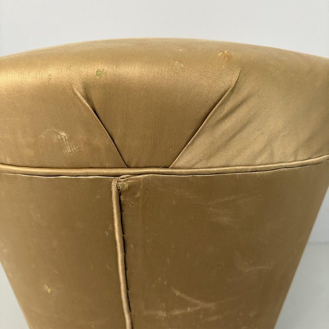 Italian Art Deco Ottoman in Yellow Velvet and Wood, 1930s For Sale - Image 9 of 13