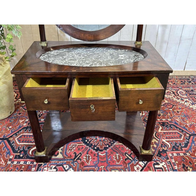Antique Empire Style Dressing Table in Mahogany with Marble Top, 1800s For Sale - Image 5 of 18