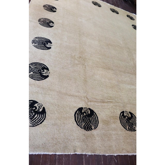 White Antique Peking Chinese/Art Deco Carpet For Sale - Image 8 of 10