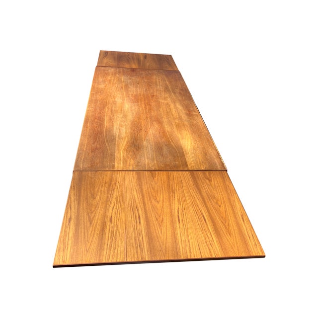 Vintage Danish Modern Teak Dining Table Extendable Retractable For Sale - Image 4 of 11