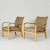 Mid-Century Modern Set of Birch and Linen Lounge Chairs by Axel Larsson for Bodafors, Sweden, 1930s For Sale - Image 3 of 12