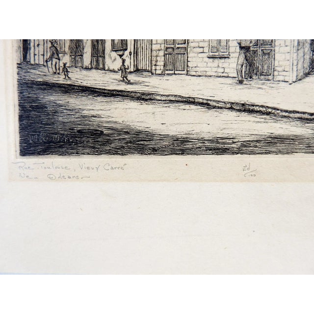 American 1942 Willie Reed New Orleans Rue Toulouse Etching For Sale - Image 3 of 6