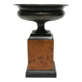Bronzed Metal Urn Burl Column Plinth Neoclassical Style, Circa 1970s For Sale