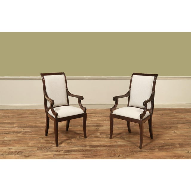 Set of 10 Solid Mahogany Dining Room Chairs With Crypton Performance Fabric For Sale - Image 4 of 16