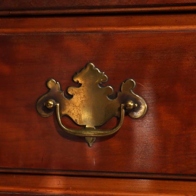 Brown Antique Kindel Queen Anne Style Cherry 11 Drawer Chest With Carved Shell C1930 For Sale - Image 8 of 18