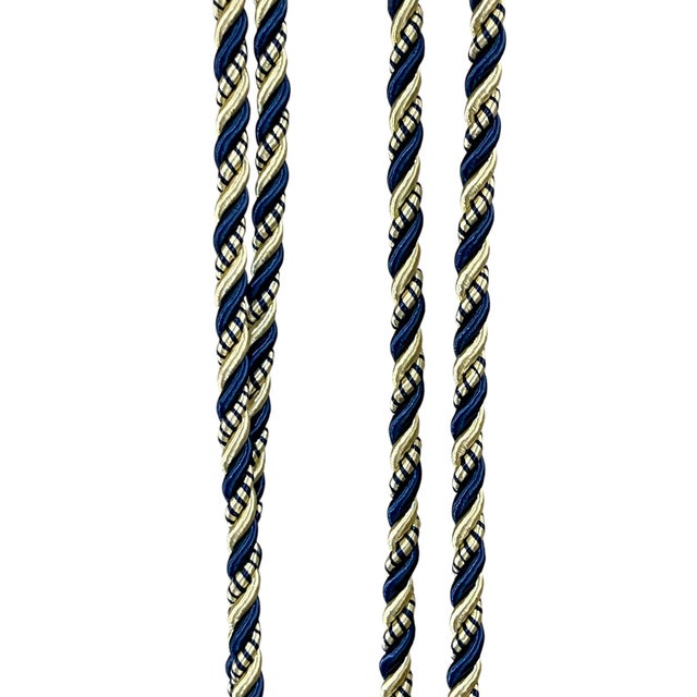 Vintage French Passementerie Drapery Tassel Blue and Gold For Sale - Image 6 of 6