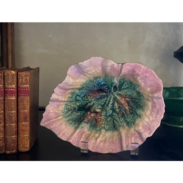 Victorian Griffin Smith & Hill Etruscan Begonia Leaf Dish, C. 1880's For Sale - Image 3 of 8