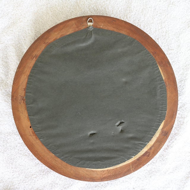 French Vintage 1940s After Maurice Décamps Floral Still Life Lithograph in Round Wood Frame For Sale - Image 3 of 10