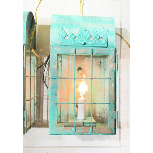 2000 - 2009 Funky Artistic Hand-Crafted Solid Copper Wall Lanterns. For Sale - Image 5 of 15