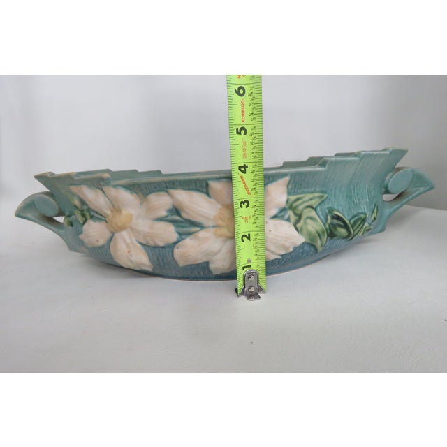 Mid 20th Century Roseville Pottery 461 14 Blue Ceil Clematis Oval Center Bowl 4689b For Sale - Image 11 of 17