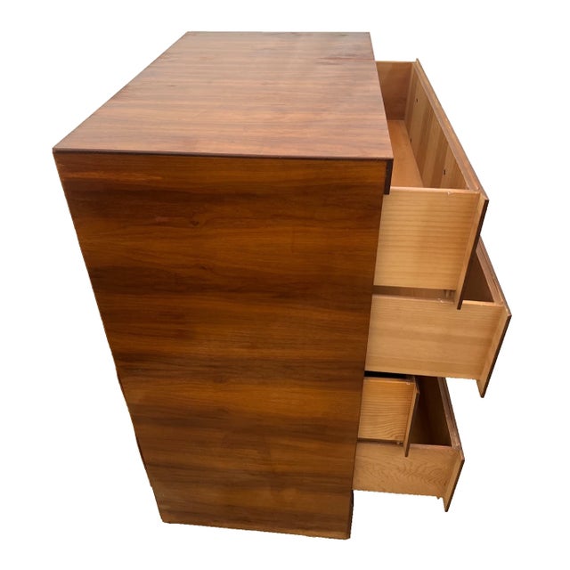 Gorgeous Mid Century Art Deco Revival Dresser Chest Four Drawers Brass Pulls For Sale - Image 4 of 13