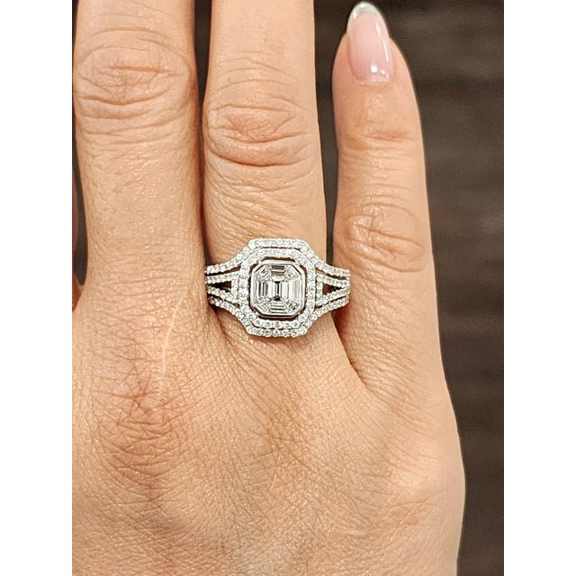 Modern 2.15 Ct Diamond Cluster Ring, Size 7 For Sale - Image 3 of 9