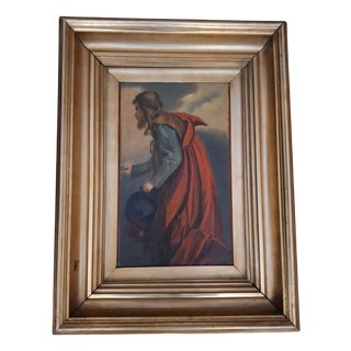 Flemish School Artist, Pilgrim or Beggar with Red Cloak, 17th Century, Oil on Board, Framed For Sale