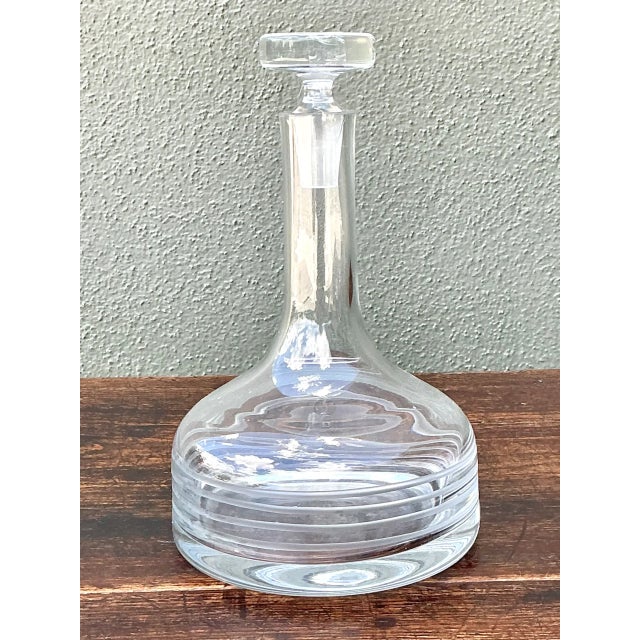 Vintage Etched Glass Decanter With Stopper For Sale - Image 10 of 11